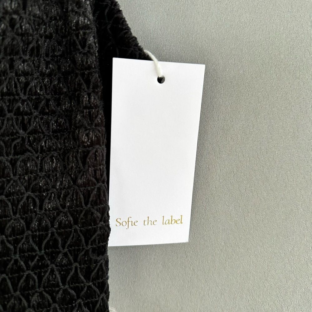 Black and Cream Mini Dress with Textured Skirt - Picture 6 of 13